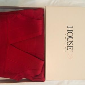 Fire Red Bandage Cocktail Dress